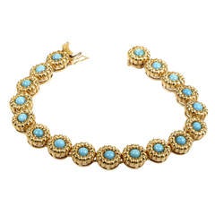 Tiffany & Co. Turquoise Gold Flower Bracelet