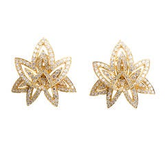 Tiffany & Co. Diamond Gold Pave Flower Earrings