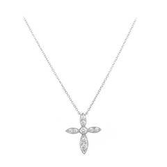 Vintage Tiffany & Co. Diamond Platinum Cross Pendant Necklace