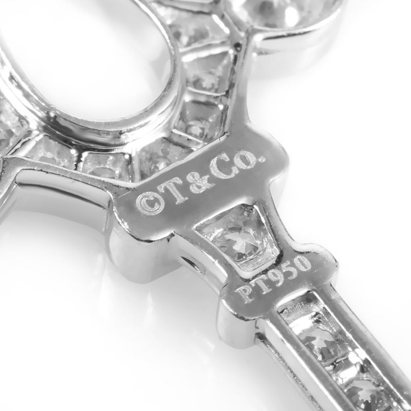 Tiffany & Co. Tiffany Keys Diamond Platinum Key Pendant In Excellent Condition In Southampton, PA