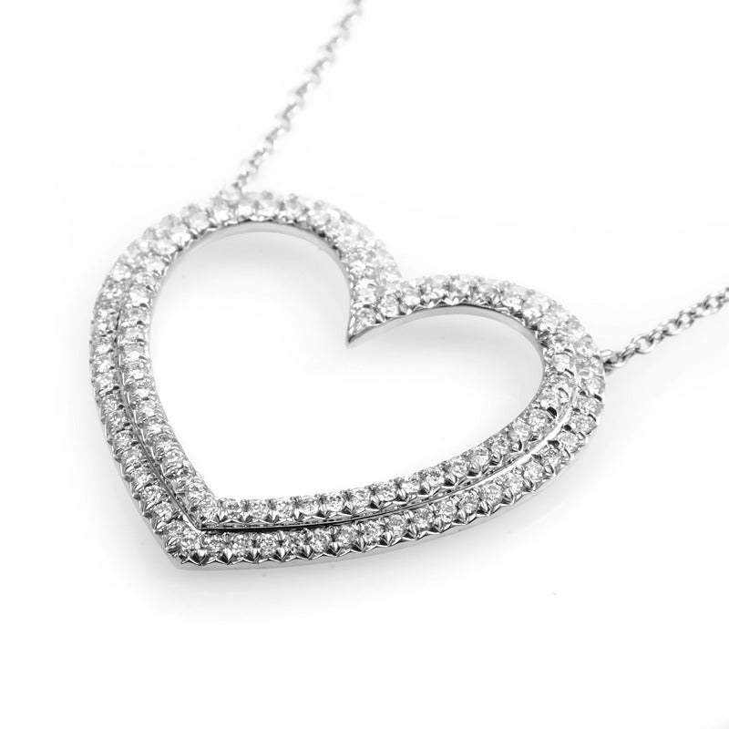 Tiffany & Co. Metro Diamond Platinum Heart Pendant Necklace In Excellent Condition In Southampton, PA