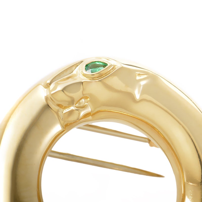Cartier Panthere Emerald Gold Brooch In Excellent Condition In Southampton, PA