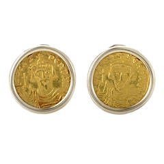 Bulgari Ancient Gold Coin Clip-On Earrings