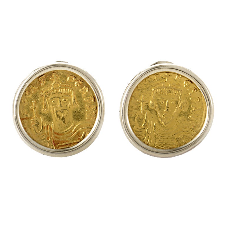 Bulgari Ancient Gold Coin Clip-On Earrings