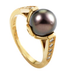 Kabana Black Pearl Diamond Gold Ring