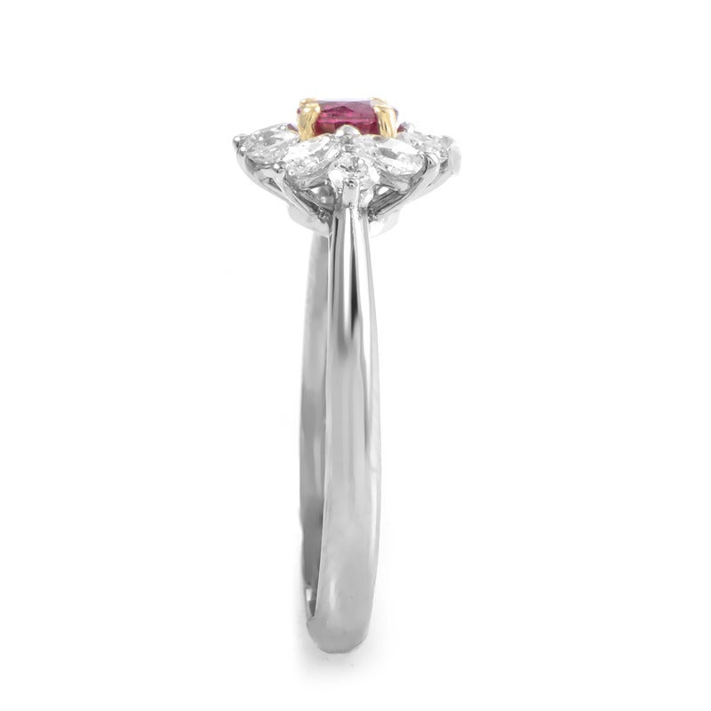 Tiffany & Co. Ruby Diamond Platinum Ring In Excellent Condition In Southampton, PA