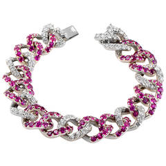 Wempe Ruby Diamond Gold Link Bracelet