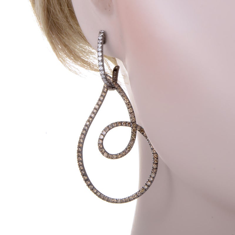 Adler Diamond White Gold Swirl Earrings
