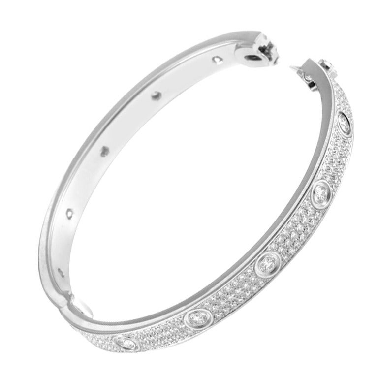 Cartier LOVE Full Diamond Pave White Gold Bangle