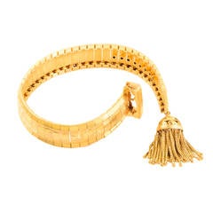 French Vintage Yellow Gold Tassel Bracelet