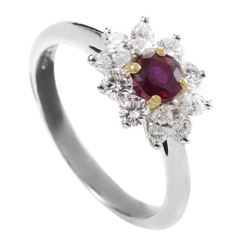 Tiffany & Co. Ruby Diamond Platinum Ring