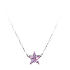 Tiffany & Co. Pink Sapphire Platinum Star Pendant Necklace
