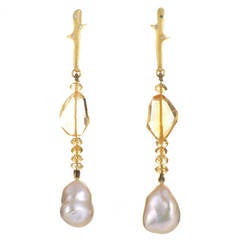 Vasari Gemstone Gold Drop Earrings