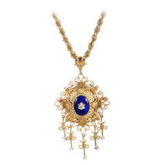 Venezia Diamond Gold Pendant/Brooch Necklace