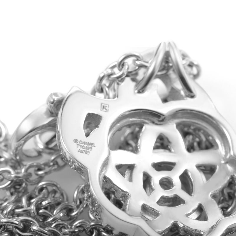 Women's Chanel Camellia Diamond Gold Pendant Necklace