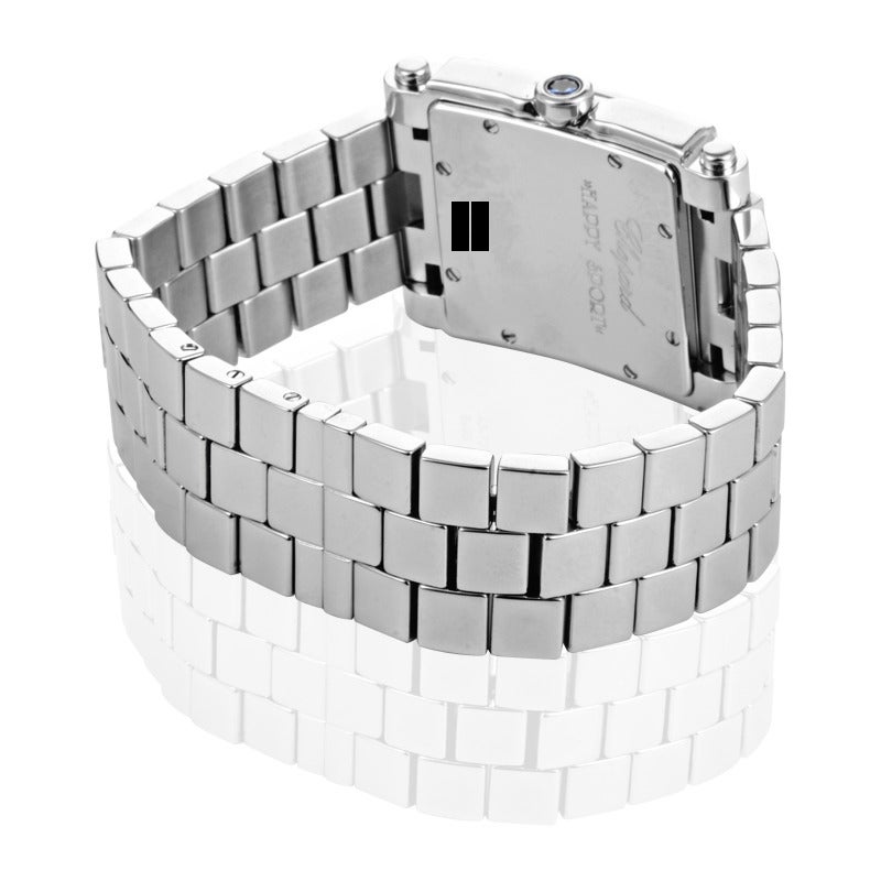 Women's Chopard Lady's Stainless Steel Happy Sport Seven Diamonds Square Wristwatch
