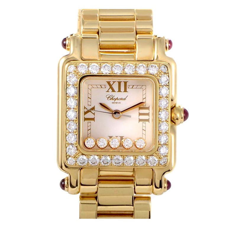Chopard Lady's Yellow Gold and Diamond Happy Sport II Diamond Wristwatch