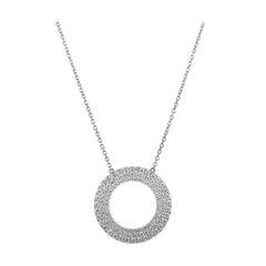 Tiffany & Co. Metro Three-Row Diamond Gold Circle Pendant Necklace