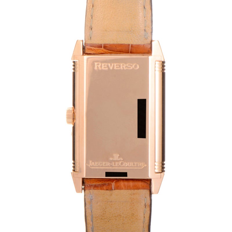 Jaeger LeCoultre Rose Gold Reverso Date Manual Wind Wristwatch 1