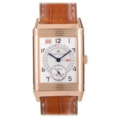 Vintage Jaeger LeCoultre Rose Gold Reverso Date Manual Wind Wristwatch