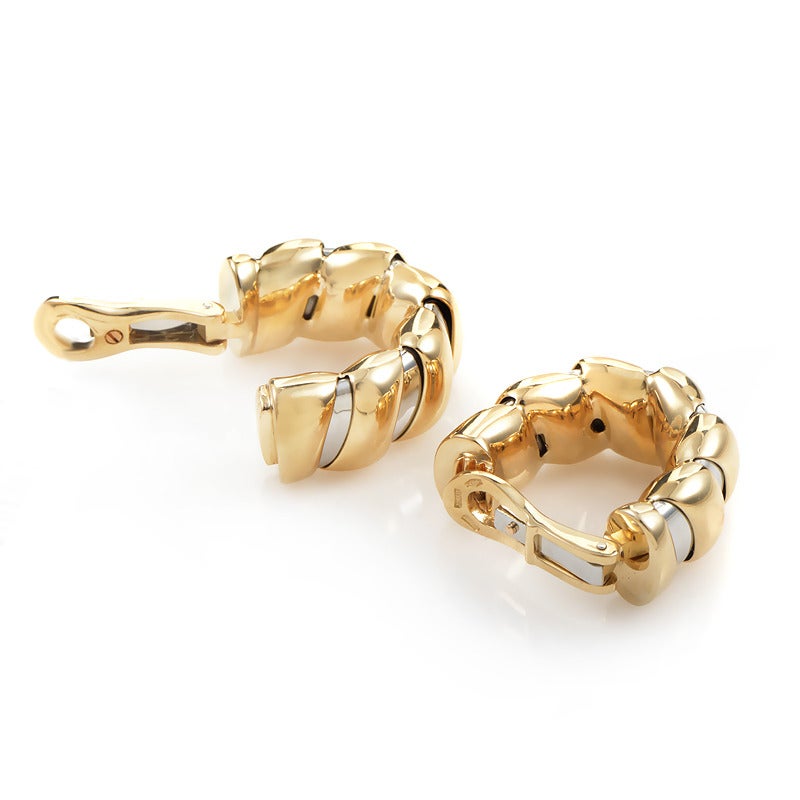 Bulgari Multi-Gold Huggie Clip-On Earrings In Excellent Condition In Southampton, PA