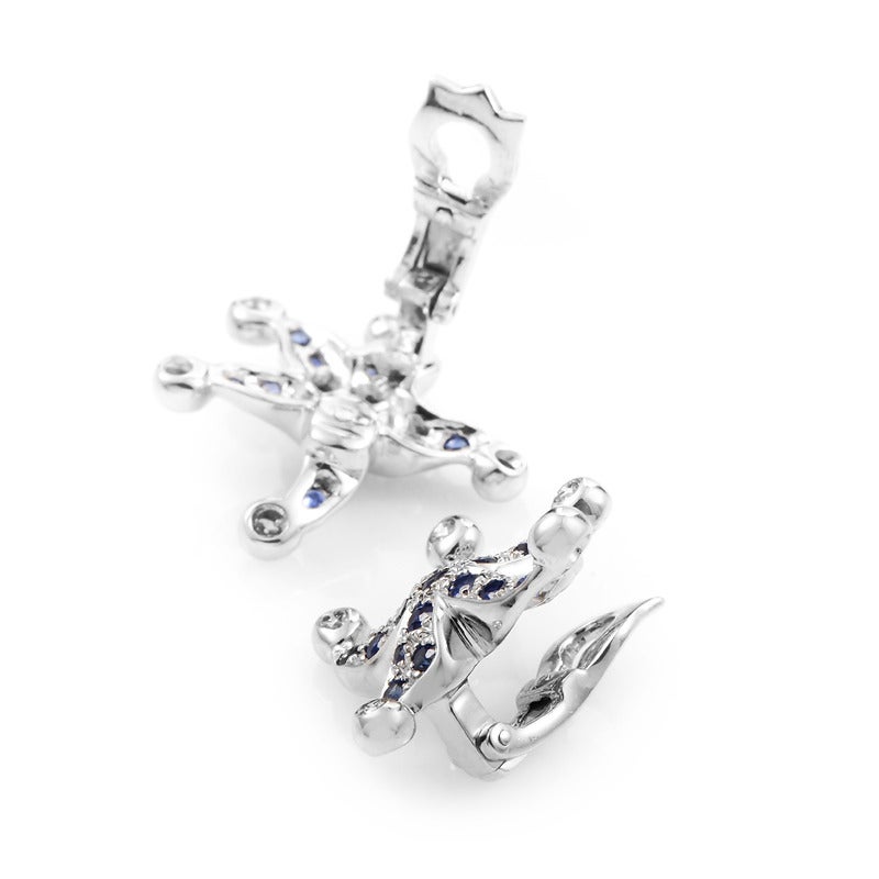 Playful and sweet, the design of these gemstone-set earrings from Dior are sure to please! The earrings are made of 18K white gold and are set with a pave of ~.40ct of diamonds and ~1.35ct of sapphires.