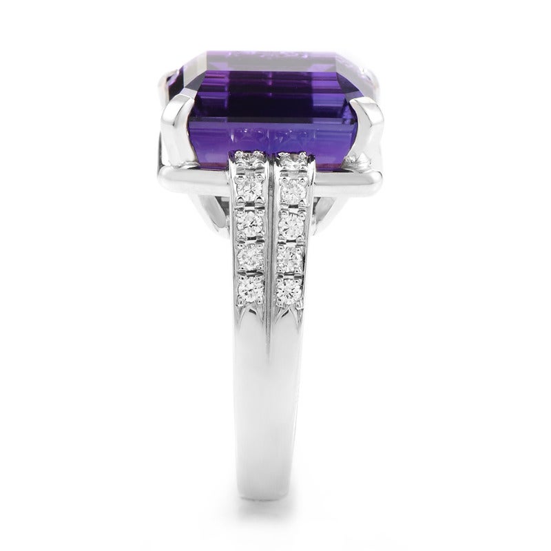 Dior Amethyst Diamond Platinum Ring In Excellent Condition In Southampton, PA