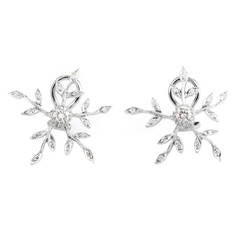 Vintage Cathy Waterman Diamond Platinum Flower Earrings