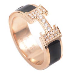 Hermes Rose Gold Diamond "H" Ring