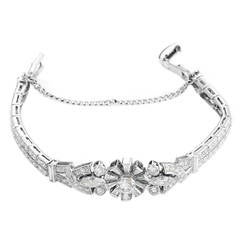 Diamond Platinum Floral Bracelet