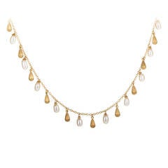 Roberto Coin Dangling PearlsYellow Gold Necklace