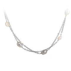 Roberto Coin Gray and White Pearl Gold Necklace