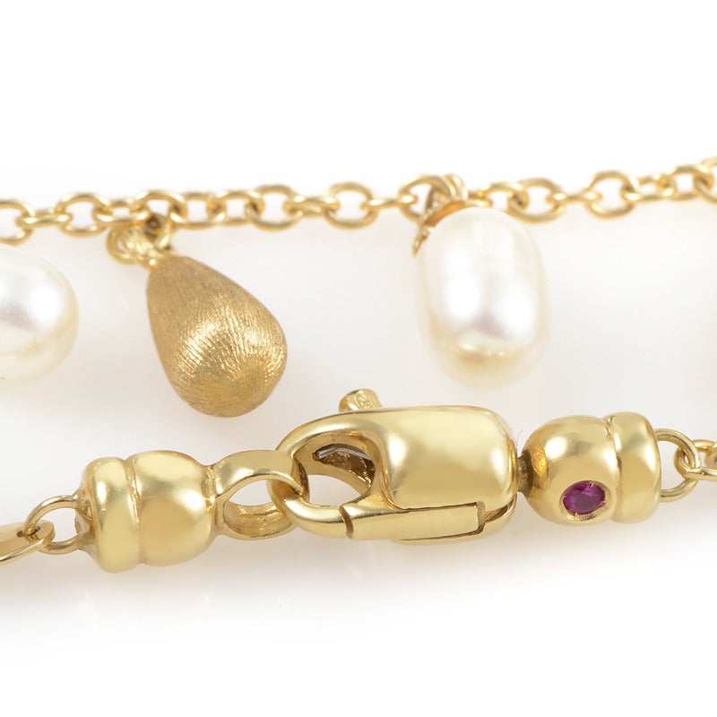 Women's Roberto Coin Dangling PearlsYellow Gold Necklace