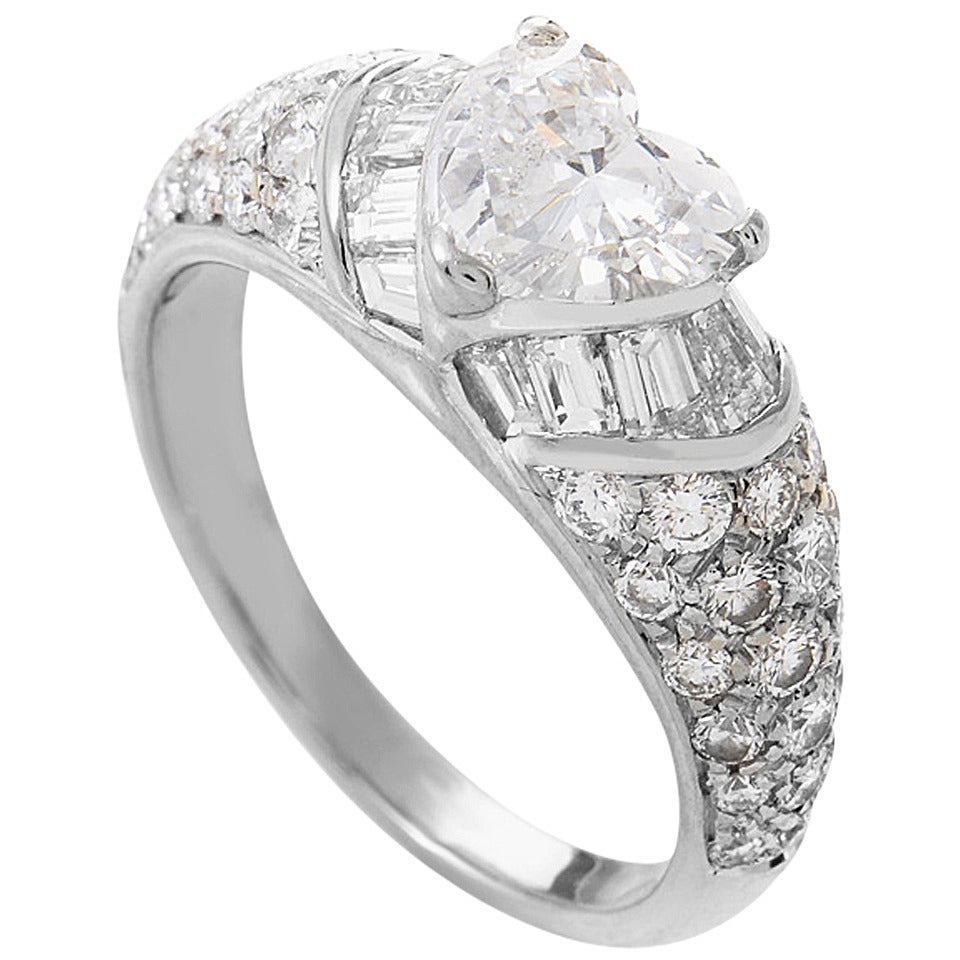 Bulgari Heart Cut Diamond Gold Engagement Ring