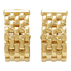 Cartier Woven Gold Huggie Clip-On Earrings