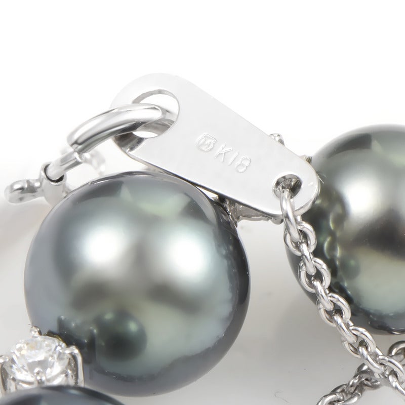 Women's Mikimoto Black Pearl Diamond Gold Pendant Necklace