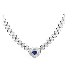 Vintage Chopard Les Chaines Sapphire Diamond Gold Heart Necklace