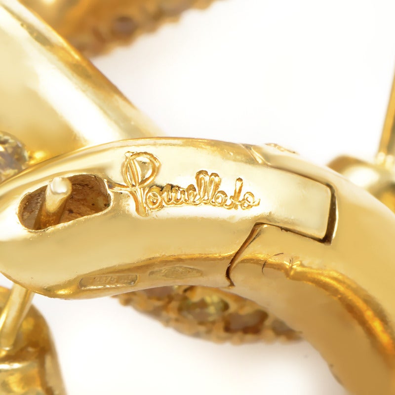 Modern Pomellato Sapphire Gold Pave Earrings