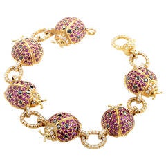 Scavia Bracelet coccinelle en or jaune avec rubis et diamants