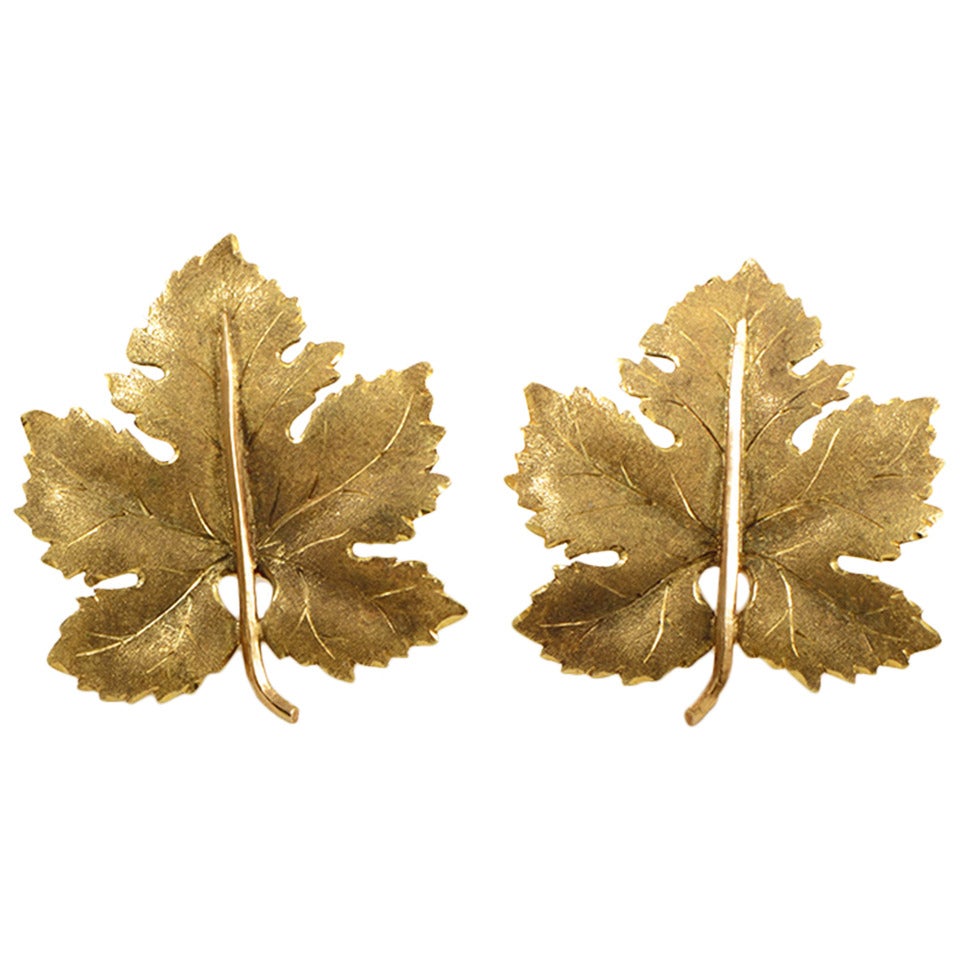 Buccellati Gold Maple Leaf Clip-On Earrings