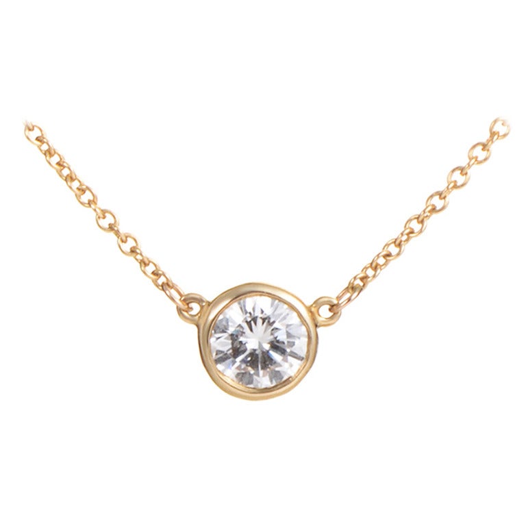 Tiffany & Co. Elsa Peretti Yellow Gold Diamonds by the Yard Solitaire Necklace