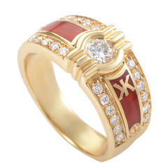 Korloff Rotes Emaille Diamant Gold Ring