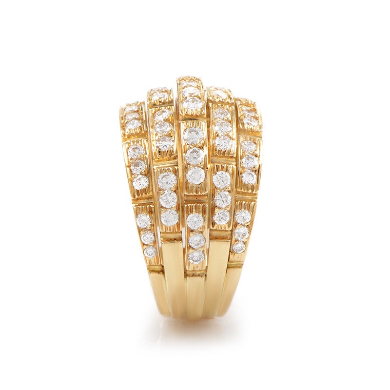 Cartier Diamond Pave Yellow Gold Bombe Ring In Excellent Condition In Southampton, PA