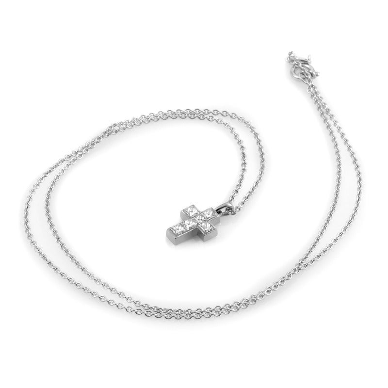 Women's Cartier Diamond Platinum Crucifix Pendant Necklace