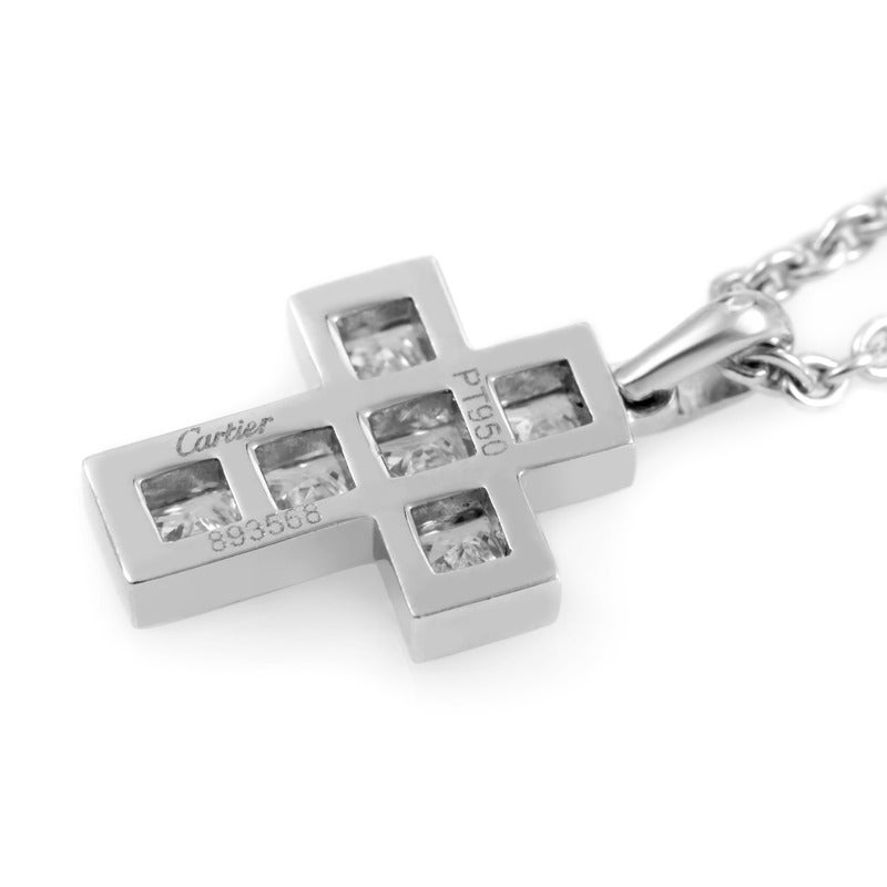 Cartier Diamond Platinum Crucifix Pendant Necklace 1