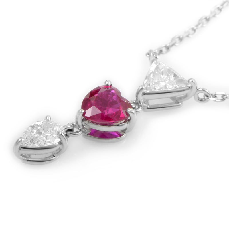 Mikimoto Ruby Diamond Gold Pendant Necklace In Excellent Condition In Southampton, PA