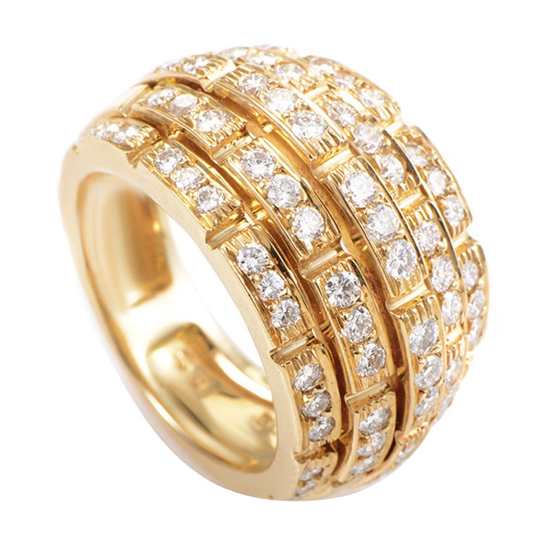 Cartier Diamond Pave Yellow Gold Bombe Ring