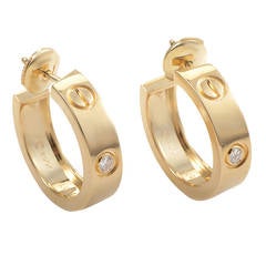 Cartier Diamond Gold LOVE Hoop Earrings