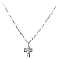 Vintage Cartier Diamond Platinum Crucifix Pendant Necklace