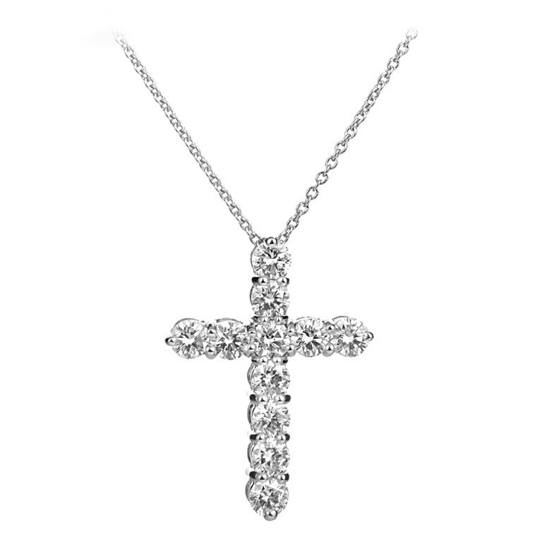 Graff Diamond Platinum Crucifix Pendant Necklace